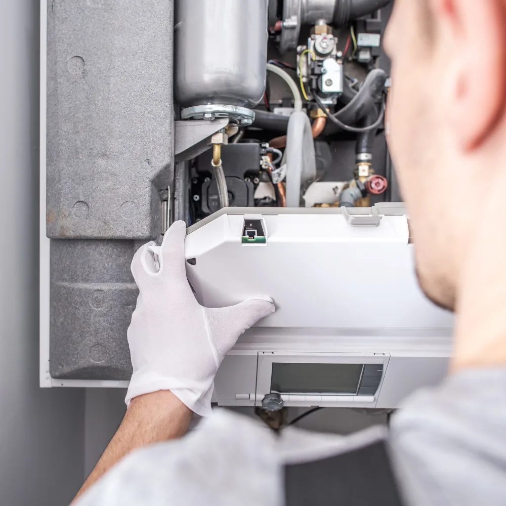 New high-efficiency gas furnace installed in a Kirkland, WA home